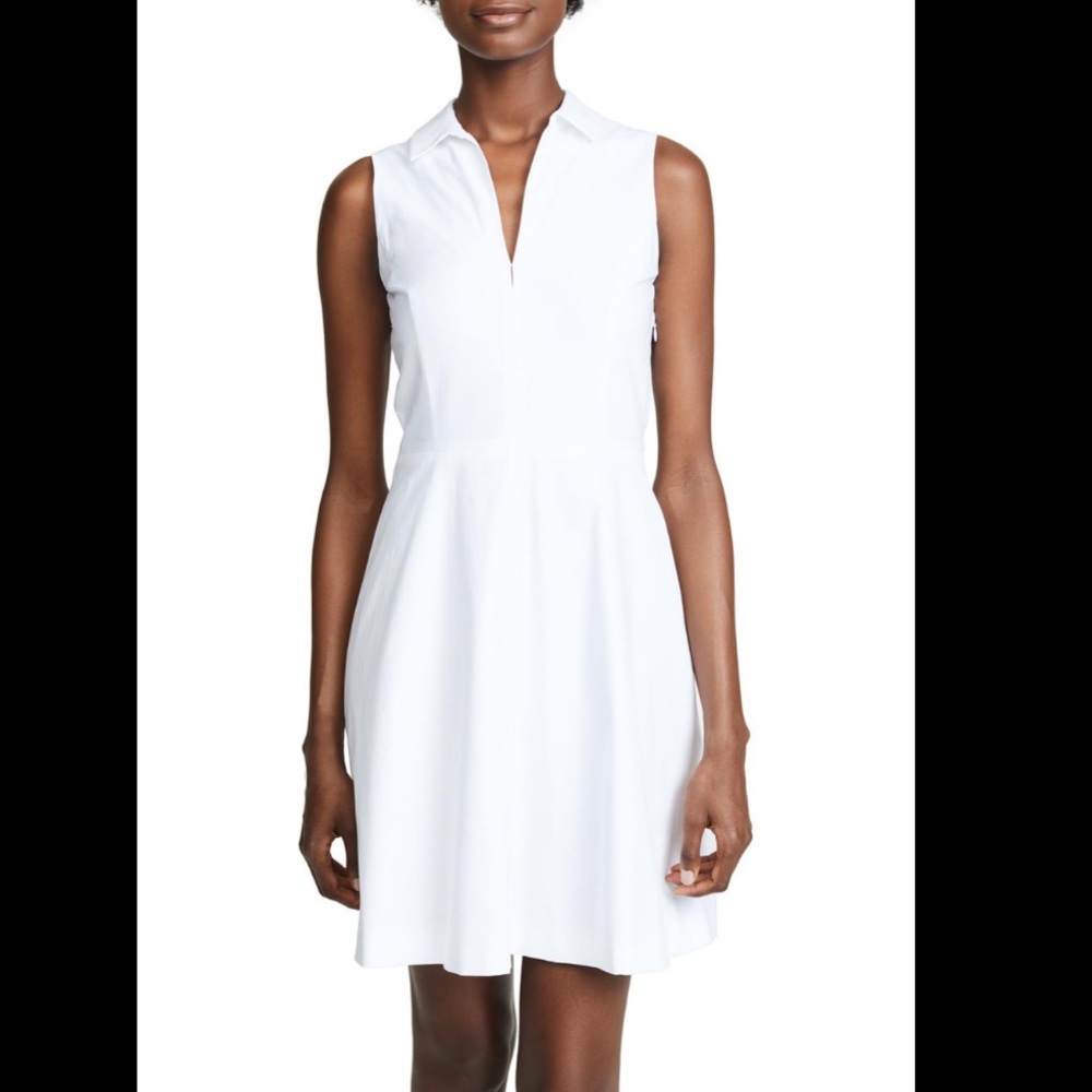 NWOT Theory Fit and Flare White Collared Dress